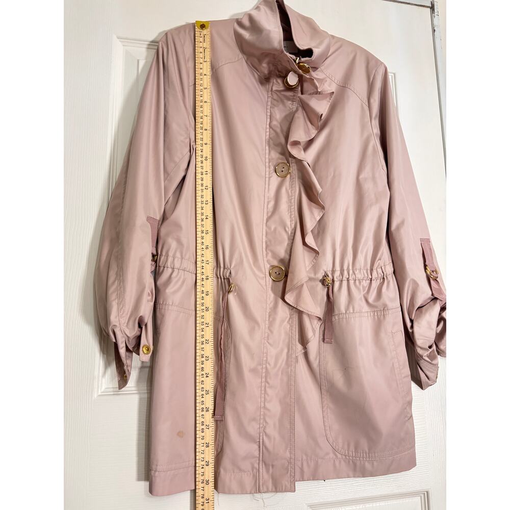 Tahari Blush Pink Ruffle Front Drawstring Jacket - Picture 6 of 7
